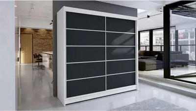 Obrázek produktu pro Šatní skříň 180 cm s posuvnými dveřmi  VILMA 4 - bílá / černá
