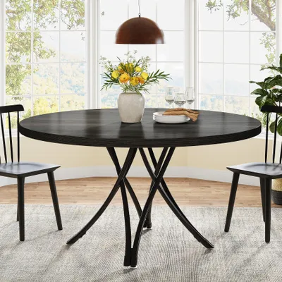 Immagine prodotto di Tavolo rotondo da 120 cm con gambe incrociate, ideale per cucina e sala da pranzo