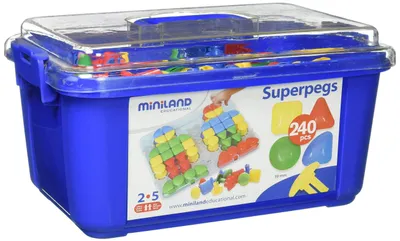 Productafbeelding van Miniland Miniland 95072 Mosaïeksteekers, Superpegs, 240 stuks, basiskleuren - 95072