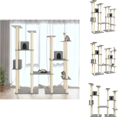 Produktbild von vidaXL Kratzbaum mit Sisal-Kratzsäulen Hellgrau 174 cm - Kratzbäume