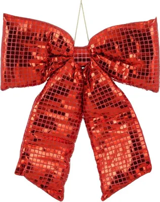 Obrázek produktu pro Slídové ozdoby dekorativní mašle červená 39x50 cm - velká vánoční mašle na stromeček, dveře a balení dárků, klasická a elegantní
