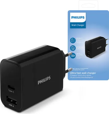 Immagine prodotto di PHILIPS 30W USB+TYP-C PD QC CARICATORE Phil-DLP2621/12