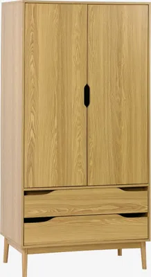 Produktbild von sweeek - Kleiderschrank im Vintage-Stil mit Holzdekor, 2 Türen - Eschenlook