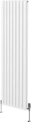 Produktbild von Oval Röhrenheizkörper & Chrom Thermostatventile – 1800mm x 480mm - Weiß