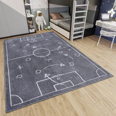 Kinderteppich Fußballfeld 120x170 cm dunkelgrau rechteckig
