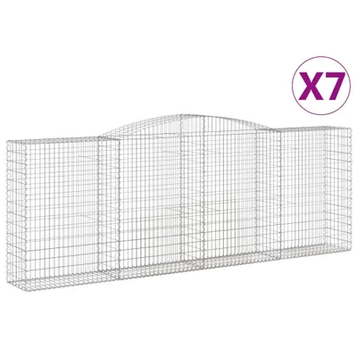 Produktbild von Gabionen mit Hochbogen 7 Stk. 400x50x140/160cm Verzinktes Eisen