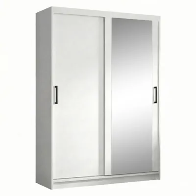 Produktbild von BEAUTYSOFA | Schwebetürenschrank HELA 120 cm Weiß – 2-türig Moderner Kleiderschrank mit Spiegel und Schiebetüren
