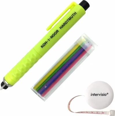 Produktbild von Koh-I-Noor Schneiderkreidestift, Kreidestift, Schneiderkreide, Kunststoff, Farbig Sortiert Stifte und intervisio 1 Meter Maßband Ausziehbares