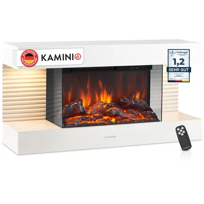 Zdjęcie produktu dla KAMINIO Kominek elektryczny LIZ - Elektryczny kominek ścienny z ogrzewaniem, efektem płomieni 3D,Oświetlenie otoczenia LED, pilot zdalnego sterowania