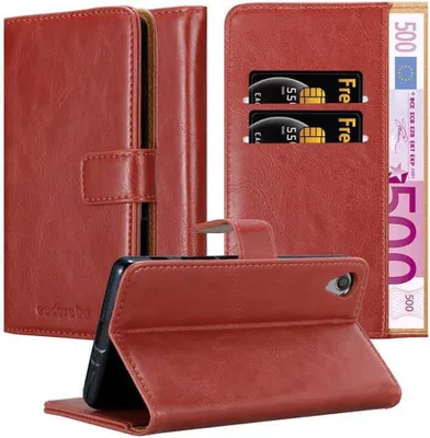Produktbild von Cadorabo Hülle für Sony Xperia X Schutzhülle in Rot Handyhülle Book Tasche Case Etui Luxury