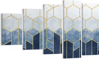 Produktbild von Bild auf Leinwand - Leinwandbild - 5 Teile - Abstraktion Figuren Geometrisch - 100x60cm - Wand Bild - Wanddeko - Wandbilder - Leinwanddruck - Bilder - Wanddekoration - Leinwand bilder - EG100x60-5135
