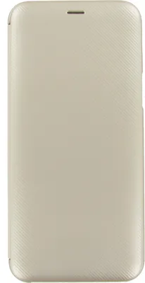 A plain, front-facing view of a gold-colored smartphone flip case.