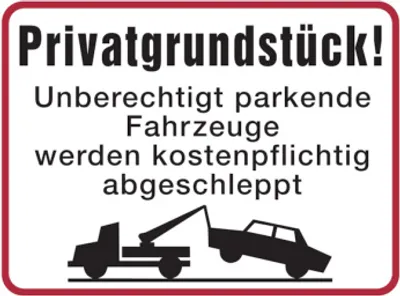 Produktbild von Dreifke® Parkverbotsschild, Privatgrundstück!, 300x400mm, Alu geprägt, Alu ge...