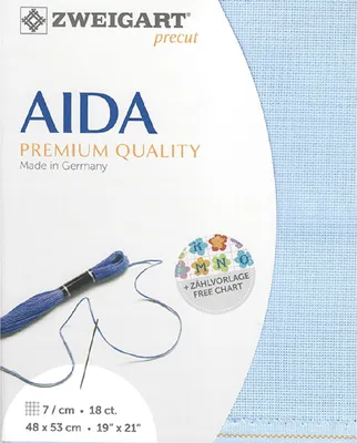 Obrázek produktu pro AIDA Zweigart předseknuté 18 ct. Fine Aida 3793 barva 503 modrá, počítaná látka pro křížkový steh 48x53cm