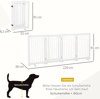 Obrázok produktu pre PawHut Ohradná mreža pre psov 91 cm Drevená ochranná mreža Samostatne stojaca mreža pre psov