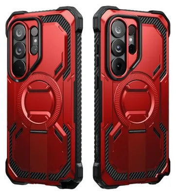 Produktbild von Handyhülle für Galaxy S26 Ultra, Supcase i-Blason Armorbox Mag KickStand SP mit MagSafe, Rot