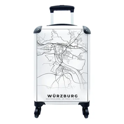 Produktbild von MuchoWow® Koffer Handgepäck Trolley Rollkoffer Kleine Reisekoffer mit 4 Rollen - Würzburg - Karte - Stadtplan - Wegbeschreibung - Cabin Size < 55x40x23 cm & 55x40x20 cm - Fotokoffer - Kabinenkoffer - Boardgepäck - Reise-Box - Reisekoffer - Reisegepäck - Koffer mit Bild - Trolley für Kinder