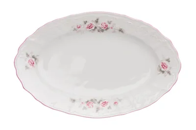 Produktbild von Thun 1794 Ovale Schale, 26 cm, tschechisches Porzellan, Bernadotte, rosa, rosa Streifen, Thun