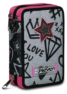 Image de Trousse XXL multicolore pour fournitures scolaires, avec 3 compartiments, pour filles, avec stylos et crayons, pour l'école primaire