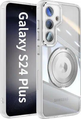 Produktbild von Handyhülle für Samsung Galaxy S24+ Transparent Militärschutz mit Magnetring Ständer und Kameraabdeckung Weiß
