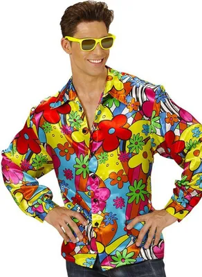 Immagine prodotto di Camicia hippie anni '70 con fiori da uomo - Carnevale Taglia: L