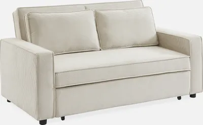 Immagine prodotto di sweeek - Divano letto a 2 posti con rivestimento in velluto a coste L 172,5 x P 91,5 x H 88,5 cm  - Crema