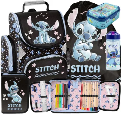 Produktbild von 5tlg Lilo und stitch Schulranzen set Rucksack Federtasche Sportbeutel Trinkflasche Brotdose schultasche Tornister fur madchen