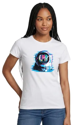 Produktbild von Spreadshirt MTV Astronaut Mit MTV-Logo Frauen T-Shirt, M, Weiß