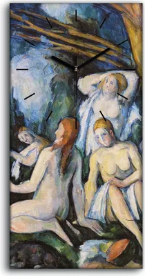 Produktbild von Dekor Leinwand Uhr Wandbilder Geräuschlos Kunstdruck 30x60 Große Badende - schwarze Hände