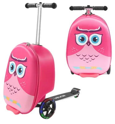 Immagine prodotto di VEVOR Valigia monopattino, capacità 20 L, valigia da viaggio con ruote inPoliuretanoflash, maniglia antiscivolo in TPR, capacità massima di peso 50 kg, valigia per bambini, per bambini a partire da 5 anni, rosa
