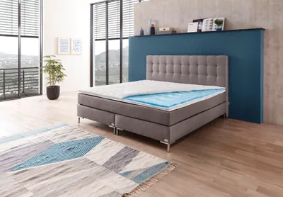 Produktbild von Boxspringbett WELCON ROCKSTAR® mit ErgoGEL® TOPPER 180x200 cm Härtegrad H3/H4 grau