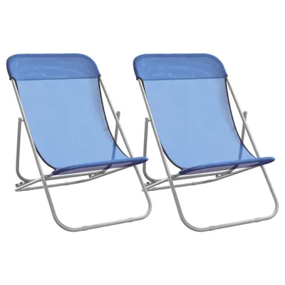 Zdjęcie produktu dla Składane krzesła plażowe, 2 szt., niebieskie, Textilene i stal