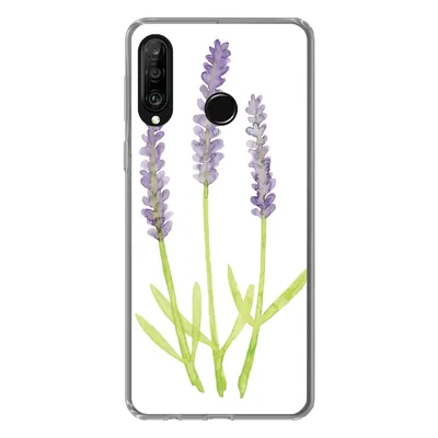 Produktbild von MuchoWow® Handyhülle Schutzhülle Hülle für Huawei P30 Lite Lavendel - Aquarell - Pflanzen Silikon Softcase Handy Hülle - Handyhülle