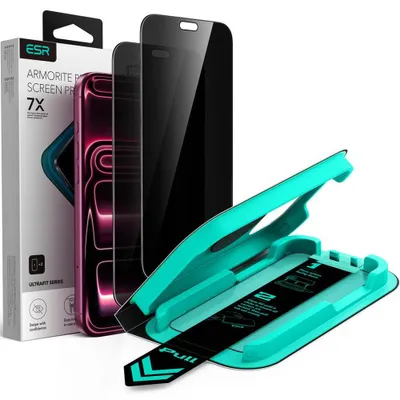 Image de Film de protection d'écran pour iPhone 18 Pro, avec cadre de positionnement, ESR UltraFit Armorite, verre trempé, lot de 2
