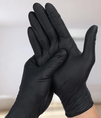 Image de Gants de cuisine réutilisables noirs, taille M, 100 pièces par boîte.