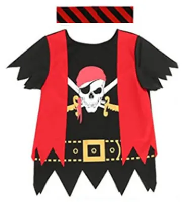 Imagen del producto de Disfraces de pirata para niños, set de 3 piezas, talla 6-8 años, disfraz infantil