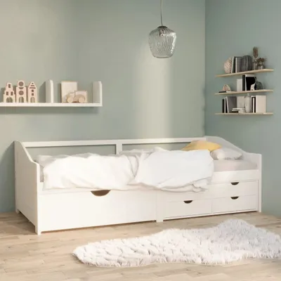 Produktbild von The Living Store Tagesbett 3-Sitzer mit Schubladen Weiß Kiefernholz 90x200 cm