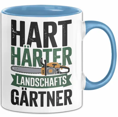 Produktbild von Garten Pflanzen Gärtner Tasse Geschenk Lustige Geschenkidee Spruch Hart Härter Landschaftsgärtner (Blau)