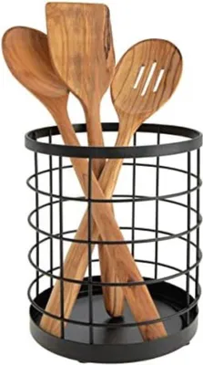 Image de Support pour ustensiles de cuisine - 15,24 x 15,24 x 17,78 cm - Argent mat