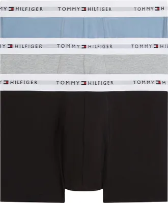 Produktbild von Tommy Hilfiger Herren 3er Pack Boxershorts Trunks mit Logomuster-Bund, Mehrfarbi