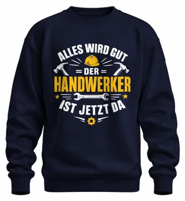 Immagine prodotto di "Tutto andrà bene", felpa con scritta, stile sarcastico, blu navy, taglia S