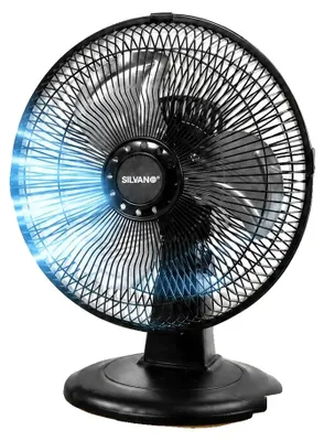 Image de Ventilateur de table, diamètre de la pale de 30 cm, 3 vitesses, oscillation à 90 degrés, inclinaison réglable, faible consommation d'énergie