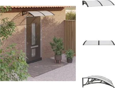 Zdjęcie produktu dla vidaXL Daszek nad drzwi z czarnego i przezroczystego poliwęglanu 150x80 cm - Markizy