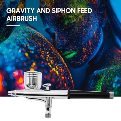 Produktbild von Airbrush-Pistole mit Schwerkraft- und Siphonzufuhr, 0,3-mm-Düse, 22 cc und 7 cc-Becher für Kuchendekoration, Modellmalerei
