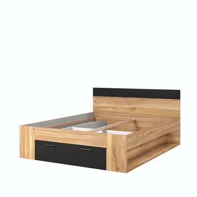 Produktbild von Doppelbett 160x200 mit Stauraum CROWEL - Mauvella-Eiche