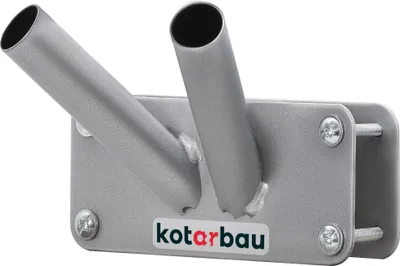 Produktbild von KOTARBAU® Fahnenhalter 2-Fach für doppelt Fahnenstange Montage an Balustrade 170 mm Pulverbeschichtet Grau Fahnenmasthalter Fahne Flagge Pulverbeschichtet Fahnenstange