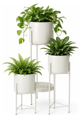 Produktbild von Pflanzenstander / Pflanzgefaserhohung - weis - Metall - 60 cm - 3 Ebenen Blumentopfe