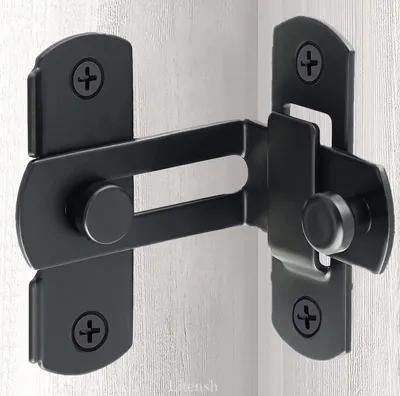 Produktbild von Schiebetürschloss, Edelstahl Torriegel, Flip Slide Latch, Schieberiegel, Schlossriegel mit Schrauben, Sicherheitstürriegel 90°, Riegelschloss, Klein Schieberiegel,Riegel Schwarz 4" 2 Stück