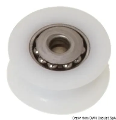 Obrázek produktu pro Delrinový kotouč s kuličkovým ložiskem z VA oceli 28 mm Ø 8 , 1 kus