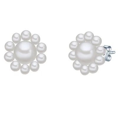 Produktbild von Valero Pearls Perlen-Ohrstecker Blüte Sterling Silber Süßwasser-Zuchtperle 50100149